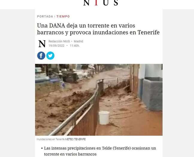 Información del digital Nius situando a Telde en Tenerife/TA.